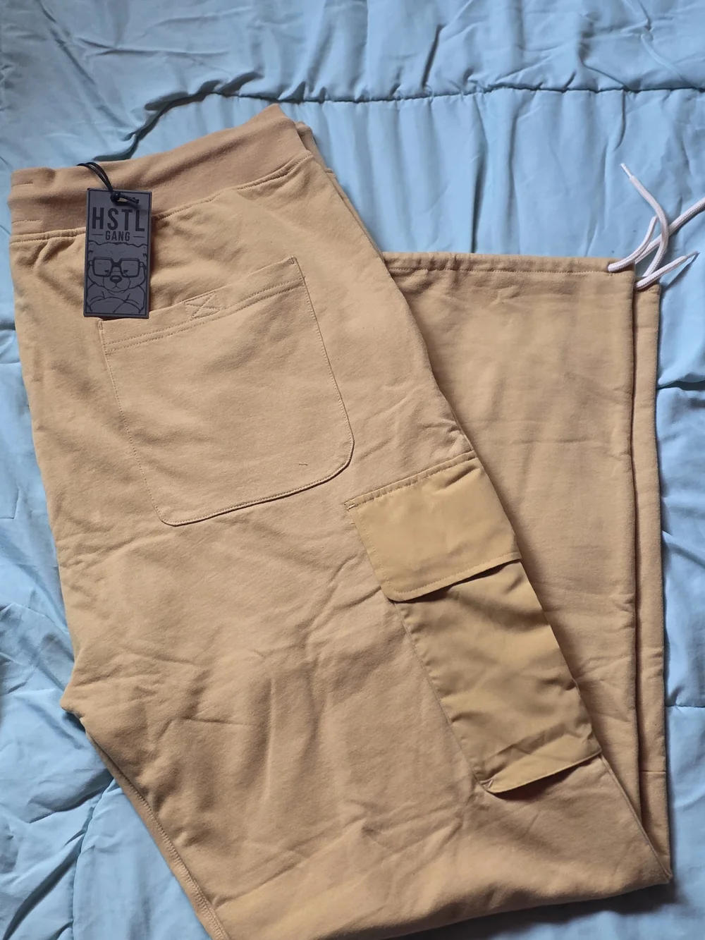 Hustle Gang Tan Cargo Sweatpants with Utility Pockets
